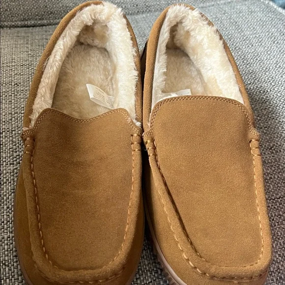 George Men's Hillcrest Suede Moccasin Slippers Camel Size 11-12 NWOT - Picture 2 of 6